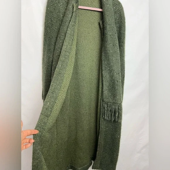Rare 70s Luxury Nina Ricci West End Forest Green Mohair Scarf Long Sweater Coat - Picture 14 of 16